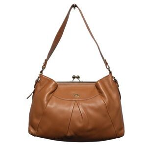 Emma Fox Dressage Kiss Lock Cognac Brown Leather Hobo Tote Bag